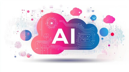 Wall Mural - elegant minimalist banner featuring large clean typography on ai with vibrant colors and geometric e