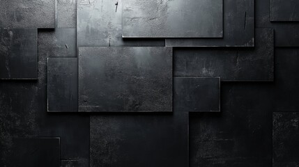 Wall Mural - overlapping rectangular panels forming a dark textured abstract background design