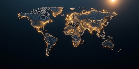 Aufkleber - Glowing world map showing international connections and global network