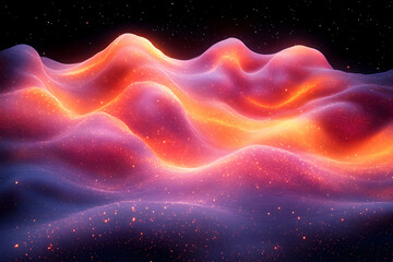 Wall Mural - abstract glowing pink orange landscape