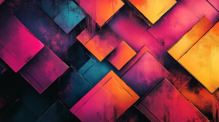 Wall Mural - overlapping colorful textured squares arranged in a detailed abstract display