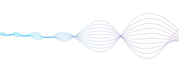 Wall Mural - abstract blue line wave background. abstract wavy light lines neural network purple blue and green i