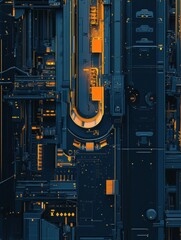 Fototapete - Modern automated factory utilizes robotic machines and AI for efficient production with advanced technological design