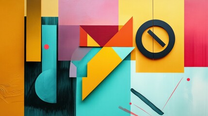 Aufkleber - Geometric abstract art featuring a price tag design with discount elements in a vibrant color palette