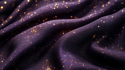 Wall Mural - a purple fabric background sprinkled with golden shimmering particles