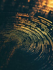 Fototapete - Digital fingerprint design with cyber elements on dark backdrop showcasing golden ratio for advertising space