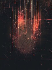Leinwandbilder - Digital fingerprint graphic showcasing cybersecurity concepts with space for advertisements above and below, composed with golden ratio principles
