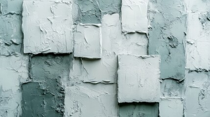 Wall Mural - textured rectangular painted blocks arranged in a pattern on a wall