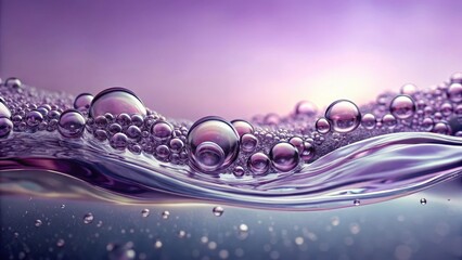 Wall Mural - Abstract Purple Liquid with Floating Bubbles A Close-Up Study of Surface Tension and Reflective Light