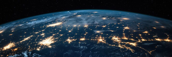Leinwandbilder - Stunning view of planet earth at night showcasing vibrant communication lines and connectivity in global business and finance systems