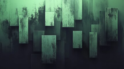 Wall Mural - green and black geometric abstract rectangles create a unique pattern