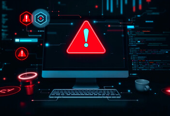 computer virus alert sign