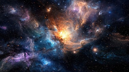 Wall Mural - cosmic nebula in vibrant colors with stars and glistening light