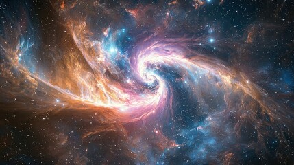 Wall Mural - Colorful Spiral Galaxy in Deep Space with Stars and Nebulae