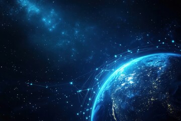 Leinwandbilder - Night view of planet earth highlighting global connections and communications in a technology driven world