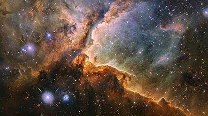 Wall Mural - nebula in space with colorful gas clouds and bright stars