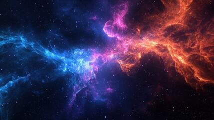 Wall Mural - vibrant cosmic nebula with blue and orange cloud formation