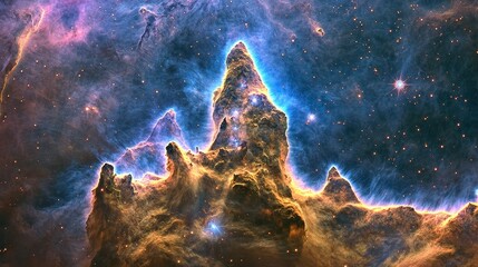 Wall Mural - stunning cosmic landscape with nebula and stars in dark space