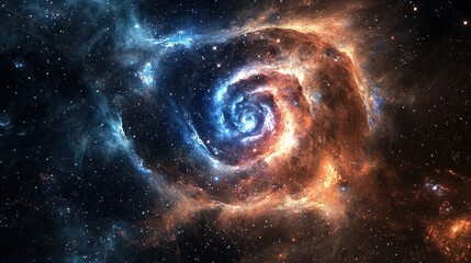 Wall Mural - beautiful spiral galaxy in vibrant colors against a starry background