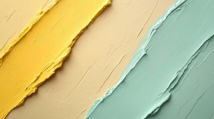 Wall Mural - diagonal strokes of textured yellow beige and teal colors overlap