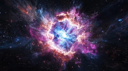 Wall Mural - vibrant cosmic explosion with colorful nebula in deep space