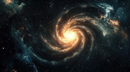 Wall Mural - swirling galaxy with bright core and nebulae in cosmic space