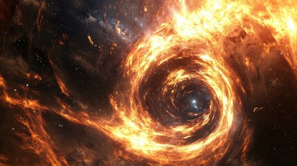 Wall Mural - fiery swirling vortex in the depths of the cosmic universe