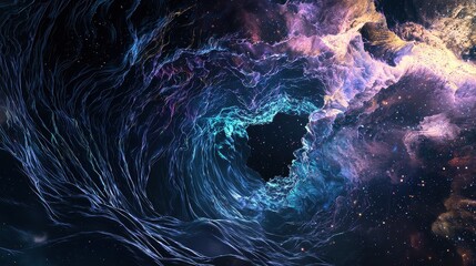 Wall Mural - Abstract Cosmic Swirl with Colorful Energy and Starry Background