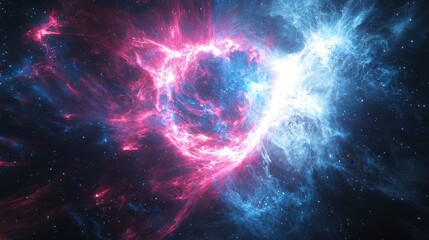 Wall Mural - cosmic explosion of colorful nebula in outer space visual