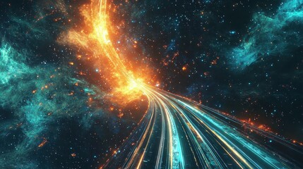 Wall Mural - cosmic journey through vibrant galaxies and stellar trails