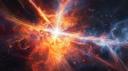 Wall Mural - explosive cosmic energy burst in vibrant colors and patterns