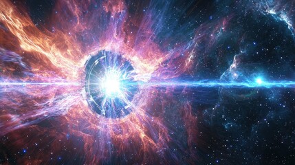 Wall Mural - cosmic explosion with bright light in vibrant space background