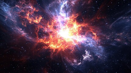 Wall Mural - Stunning Cosmic Explosion with Vibrant Colors and Starry Background