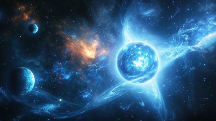 Wall Mural - Brilliant Cosmic Formation with Glowing Stars and Celestial Bodies
