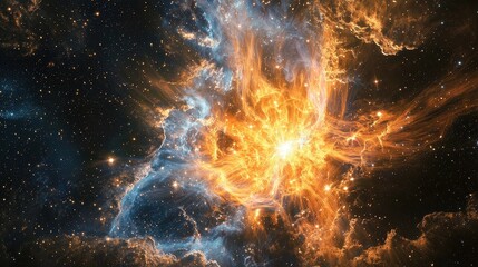 Wall Mural - stunning cosmic explosion in deep space with bright colors and stars