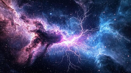 Wall Mural - cosmic energy burst in vibrant galaxy with stars and nebulae