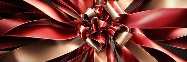Poster - Spiraling ribbons and bows create an elegant background for promotional text or logos in a decorative design