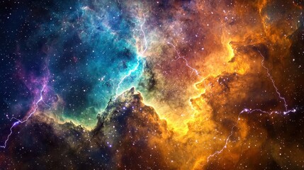 Wall Mural - cosmic cloud formation with vibrant colors and stellar background