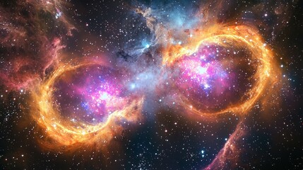 Wall Mural - stunning cosmic landscape featuring colorful nebulae and stars