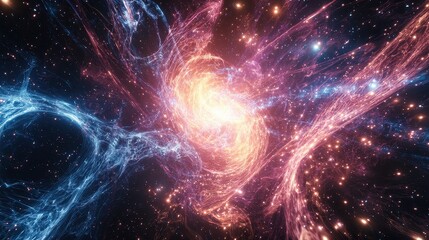 Wall Mural - stunning abstract cosmic swirl with bright colors and stars