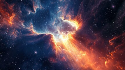 Wall Mural - vibrant cosmic nebula with bright colors and intricate patterns