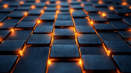Wall Mural - illuminated glowing blocks arranged in a repeating tiled geometric pattern