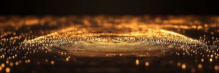 Fototapete - Digital fingerprint graphic with cyber lines in dark background showcasing advertising space