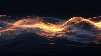 Wall Mural - abstract rendered illustration of glowing particles and waves in dark space