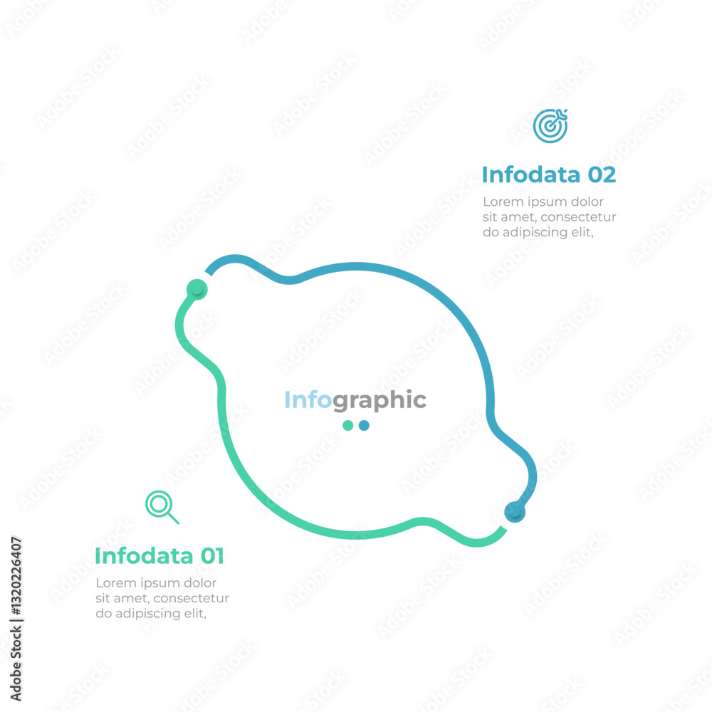 Vector thin line infographic label design with marketing icons and 2 ...