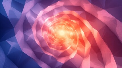 Wall Mural - a colorful geometric tunnel spirals toward a bright light source