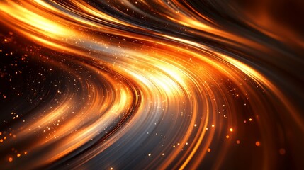 Wall Mural - glowing orange streaks with golden particles create a swirling pattern
