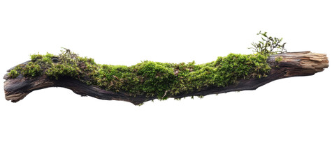 Wall Mural - moss covered log on transparent background