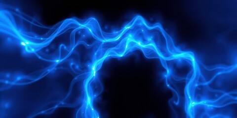 Wall Mural - glowing blue fractal energy bursts, dynamic light streaks, vibrant abstract motion, background, elec