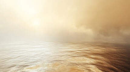 Wall Mural - The misty ocean reflects the golden light from the sky